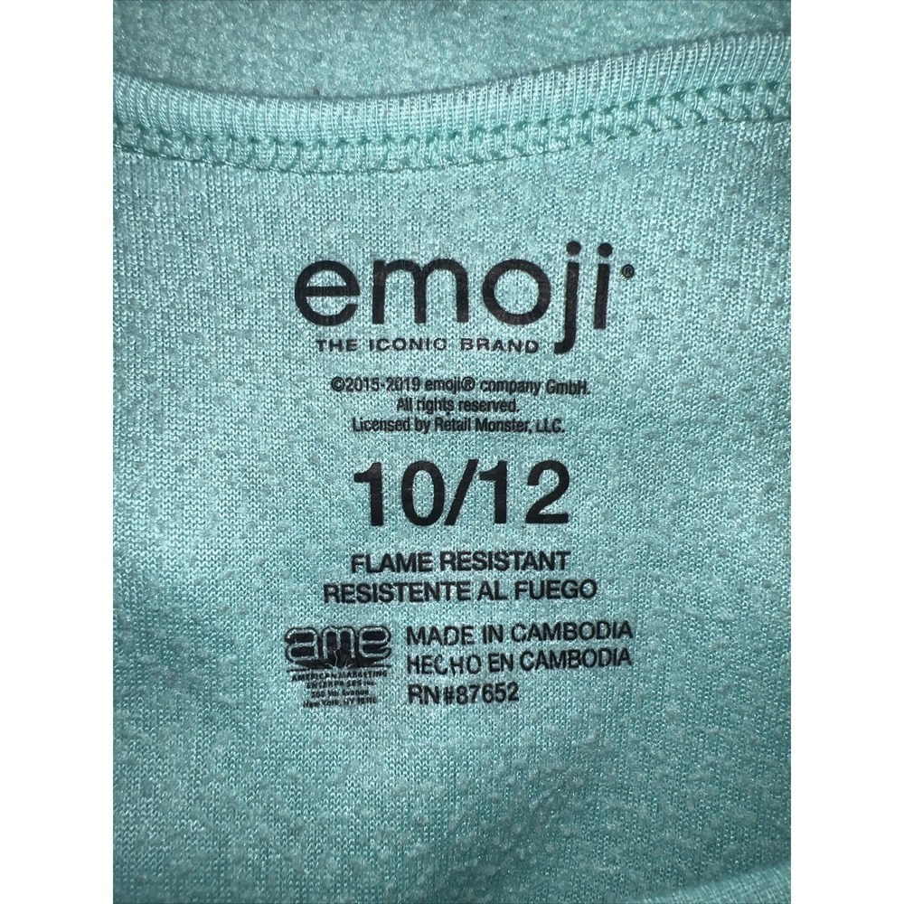Emoji Shirt Youth 10/12 Teal Long Sleeve Pajama Shirt - Picture 3 of 3